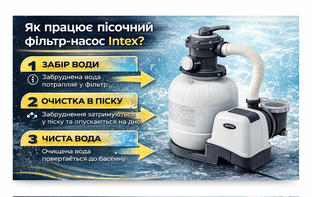 Песочный фильтр-насос Intex 26642, 3500 л/ч, 220–240 В для каркасных и надувных бассейнов